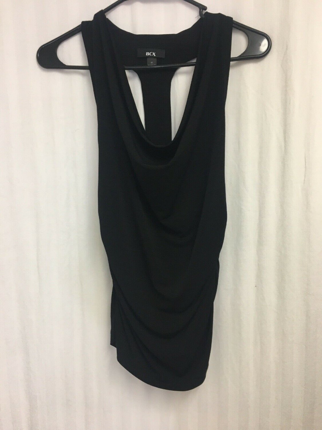 BCX Tank Top Womens Med Racerback Sequins Cowl Neck Black Stretch