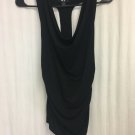 BCX Tank Top Womens Med Racerback Sequins Cowl Neck Black Stretch