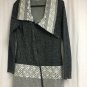 Vanity Zip Up Jacket Sweatshirt Women&acirc;��s M Lace Charcoal Gray Side Zip Collar