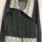 Vanity Zip Up Jacket Sweatshirt Women&acirc;��s M Lace Charcoal Gray Side Zip Collar