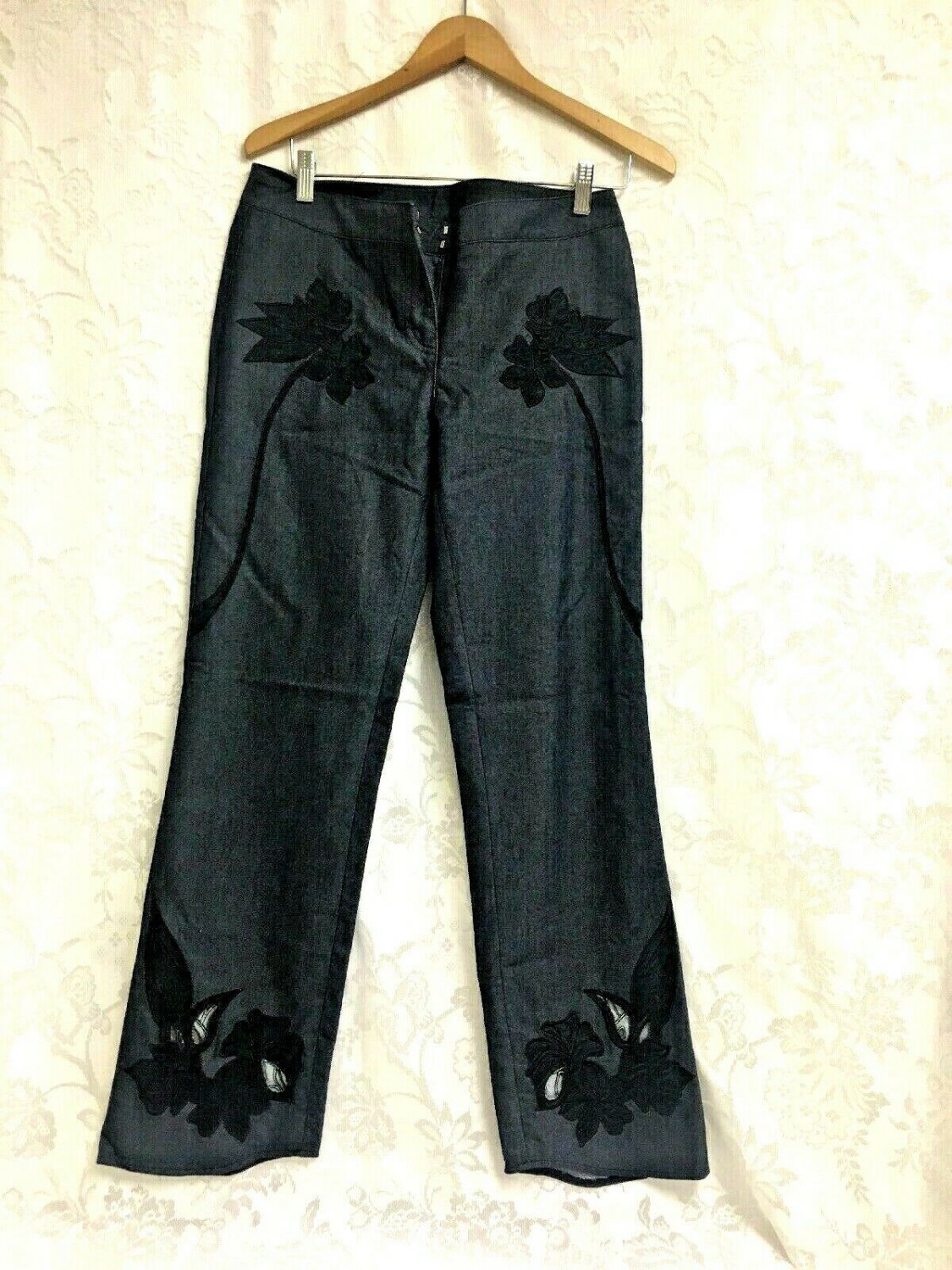 Express Jeans Stretch Cutouts Womens 7/8 Floral Leather