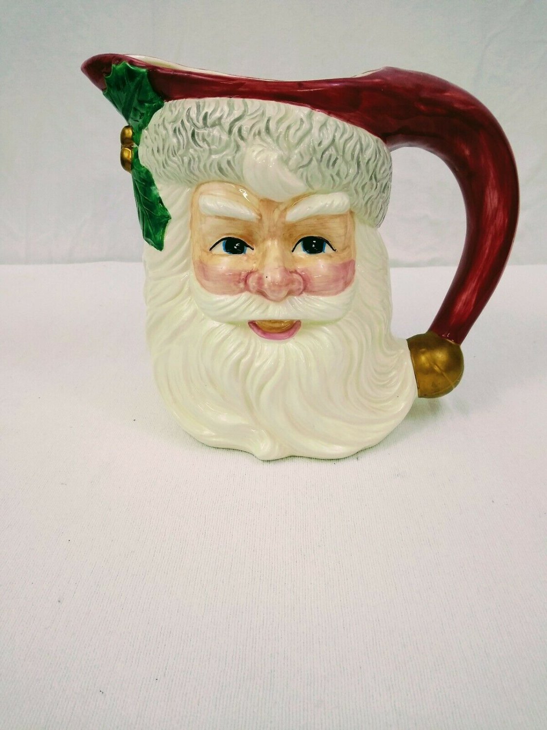 Vintage 1993 Omnibus Ceramic 2 Quart Santa Pitcher