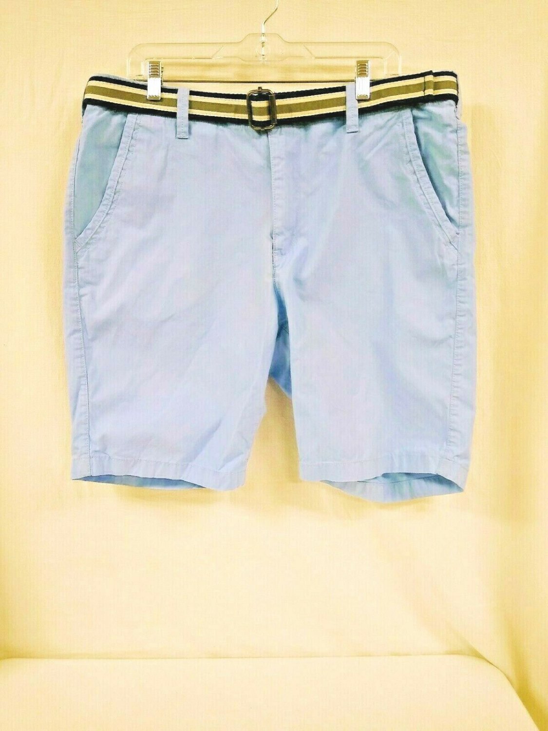Express 100% Cotton Shorts Light Blue Matching Belt Mens Size 36 VERY NICE