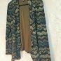 Roz And Ali Open Front Fleece Jacket Cover Sweater Womens L  Blue/brown No Belt