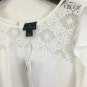 Worthington Blouse Womens Size Large Cold Shoulder Ruffle Lace Sheer