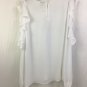 Worthington Blouse Womens Size Large Cold Shoulder Ruffle Lace Sheer