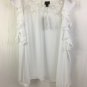 Worthington Blouse Womens Size Large Cold Shoulder Ruffle Lace Sheer