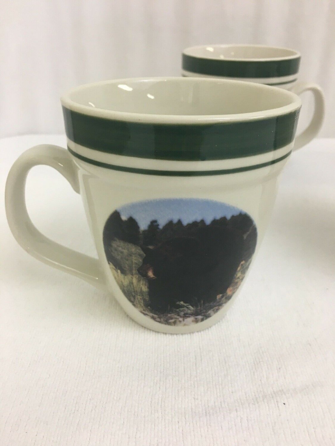 Folkcraft Stoneware Cups Black Bear Coffee Mugs Set Of 4