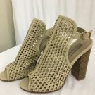 Kristin Cavallari Chinese Laundry Peep Toe Shoe Bootie Heel Beige Womens Size 8