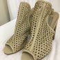 Kristin Cavallari Chinese Laundry Peep Toe Shoe Bootie Heel Beige Womens Size 8