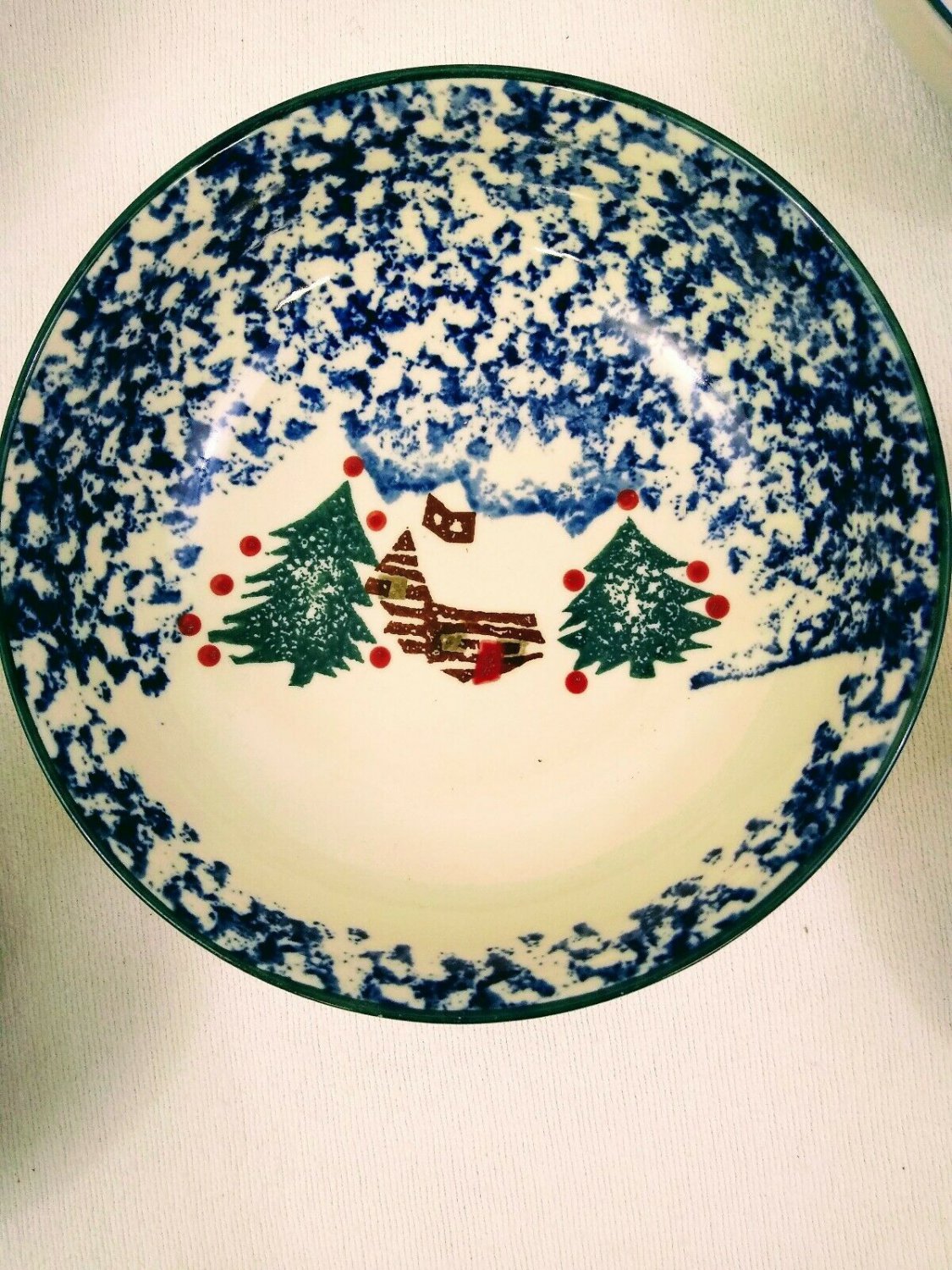Folk Craft Cabin in the Snow by Tienshan 6.5" Cereal/Soup Bowls Lot Of 6 NICE