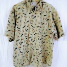 Columbia  Button Up Shirt  FLY FISH Short Sleeve Mens Size XL 100% Cotton