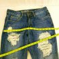 Machine pour neuf mode Distressed Blue Denim Cuffed Capris Womens Size 27 NWT