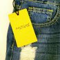Machine pour neuf mode Distressed Blue Denim Cuffed Capris Womens Size 27 NWT