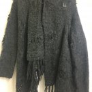 Silver Sweater Shawl Acrylic/wool Open Front Chunky Cardigan Womens Medium Gray