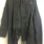 Silver Sweater Shawl Acrylic/wool Open Front Chunky Cardigan Womens Medium Gray
