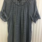 Fred David Top Polka Dot Pullover Womens 1X Peasant Elastic Neck