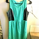 Freebird Women's Dress Size Large Green Lace With Faux Leather Zipper Side Lined