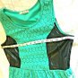 Freebird Women's Dress Size Large Green Lace With Faux Leather Zipper Side Lined
