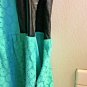 Freebird Women's Dress Size Large Green Lace With Faux Leather Zipper Side Lined