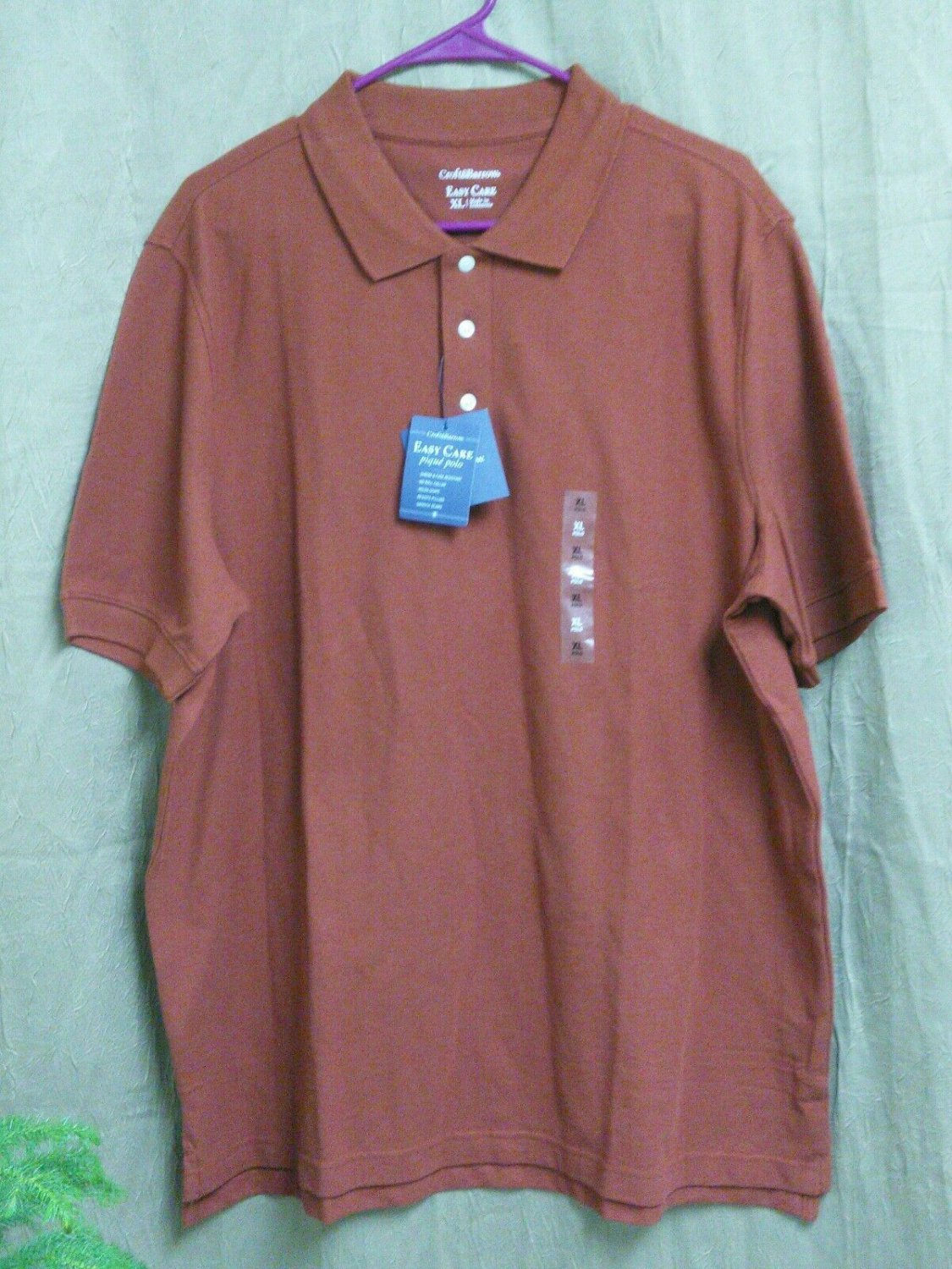 Croft And Barrow Easy Care Polo Brown Short Sleeved Mens Size XL NWT