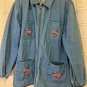 Passion 1 Jean Jacket Embroidered Hot Air Balloons Womens Size Medium Full Zip