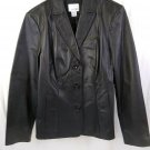 East 5th Genuine Leather Black Waist Length 3 Button Womens Jacket Size Large
