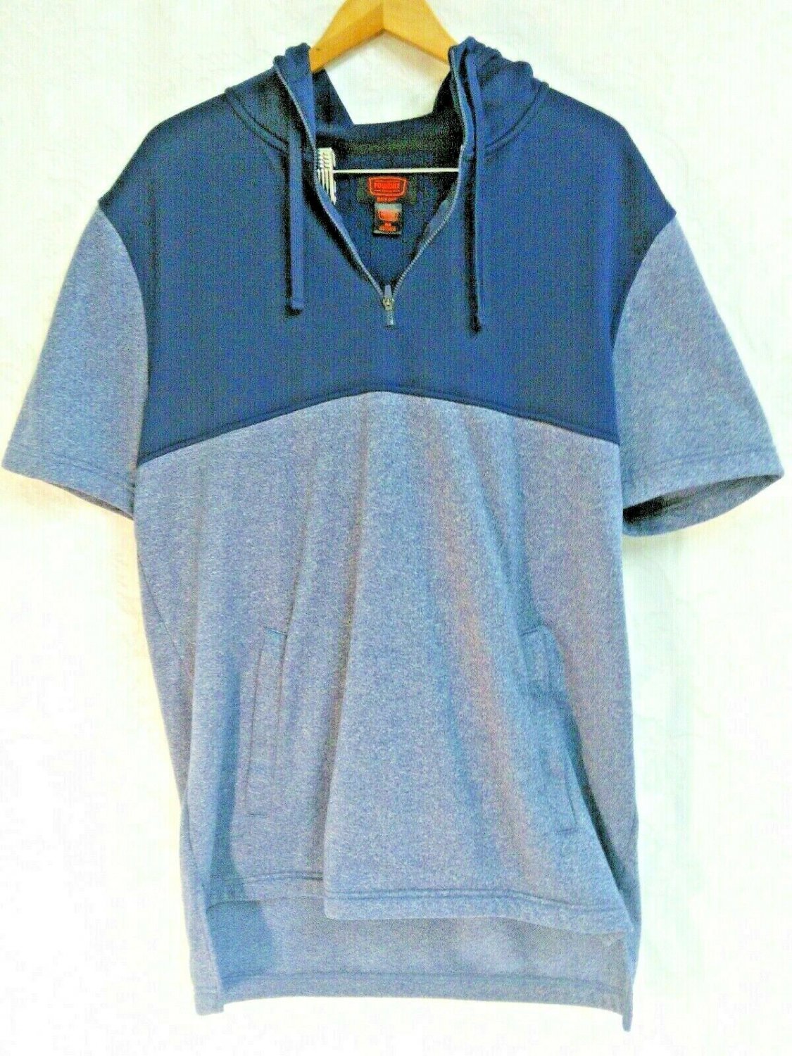Foundry Quick Dri 1/4 Zip Navy Blue Short Sleeved Hoodie Mens Size XLT Polyester