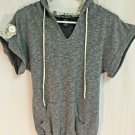 Miss Chievous Sweater Womens Size Small Hooded Gray Lace Elastic Waist