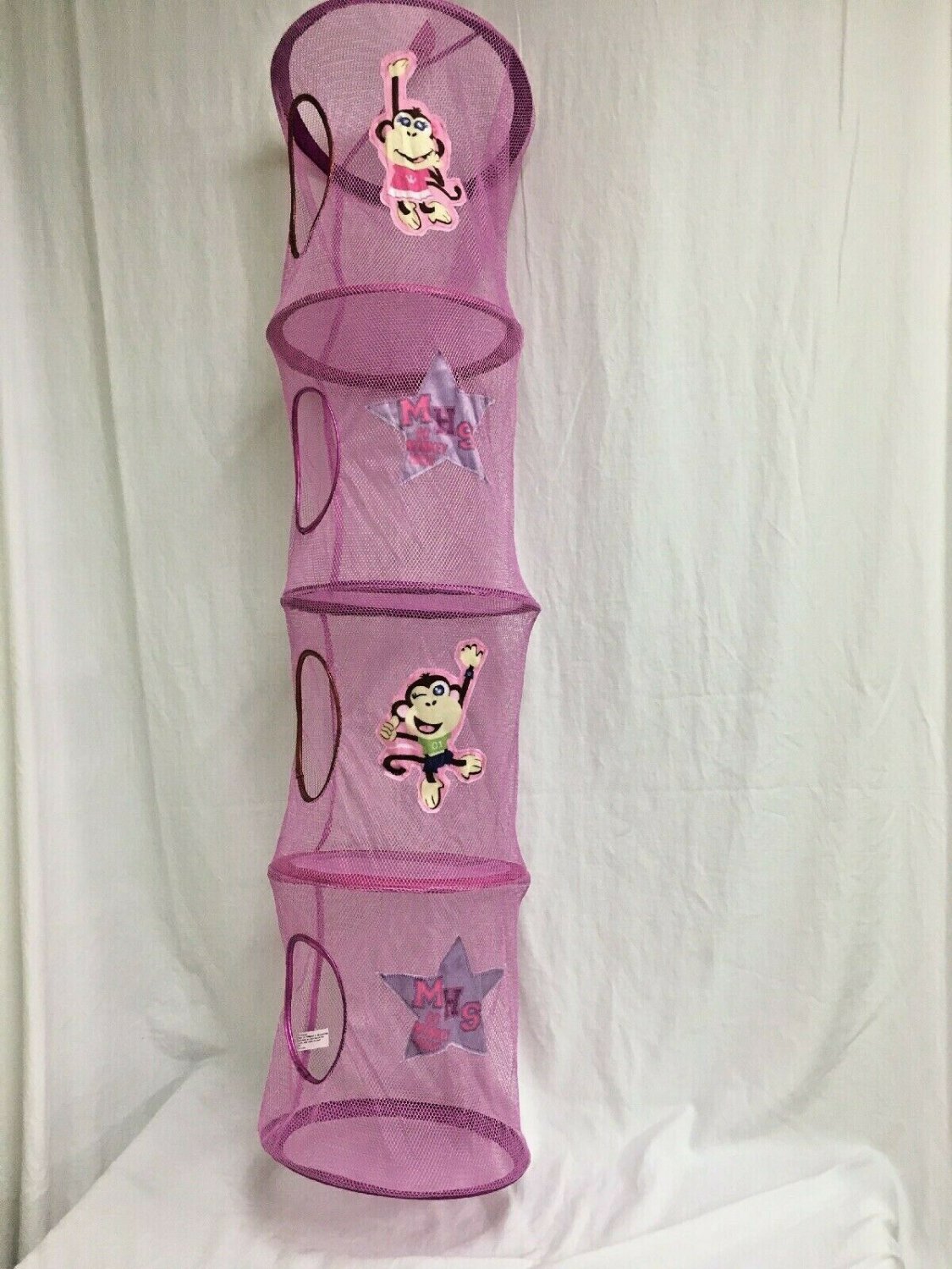 Hanging Organizer 4 Tier Mesh Closet Bedroom Organizer Monkey Pink Girls Teens