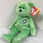 Ty Beanie Baby Kicks Soccer Bear Green 1998