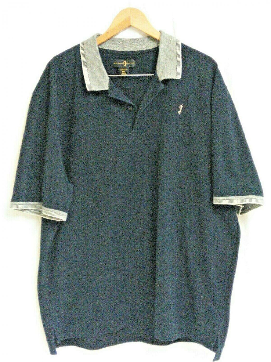Burmuda Greens Black W/Grey Trim Men's Golf Shirt Size XXL Cotton Blend