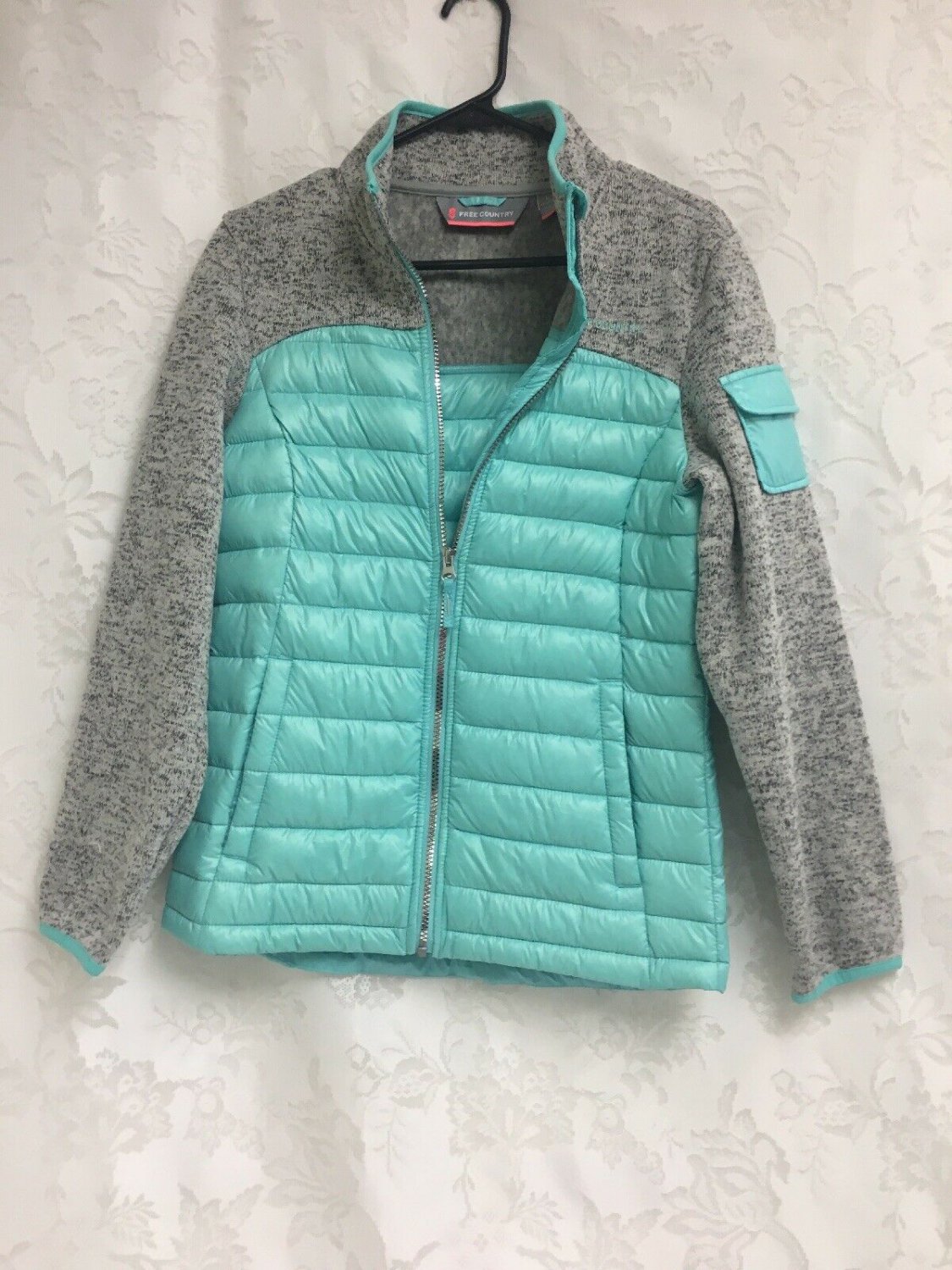 Free Country Puffer Sweater Jacket Girls Youth Large 14-16 Nylon/polyester