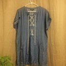 Spiaggia Dolce Dress Blue Lace Up Womens Size Medium