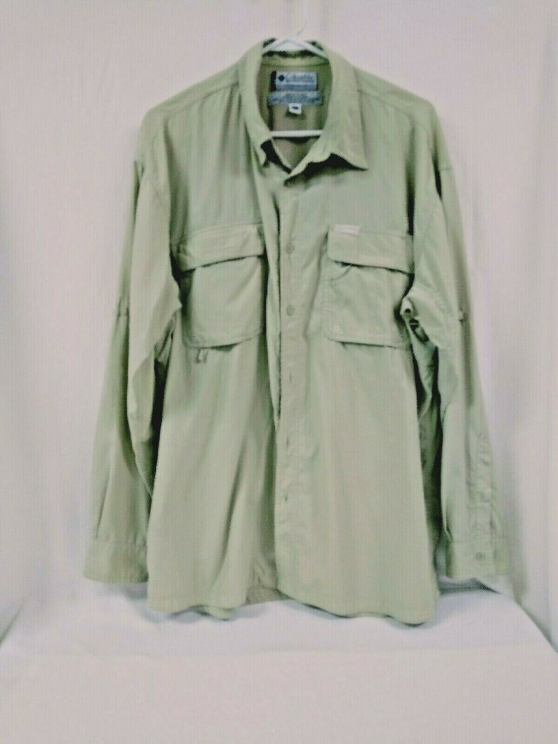 Columbia GRT Button Up Vented Fishing Sport Shirt Mens XL Gray Long Sleeve