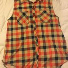 Eden And Olivia Top Sleeveless Lace Back Button Up Plaid Womens M Tank