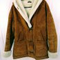 Gallery Brown Suede Leather Faux Fur Lined Hooded Jacket Womens Size Medium NICE
