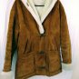 Gallery Brown Suede Leather Faux Fur Lined Hooded Jacket Womens Size Medium NICE