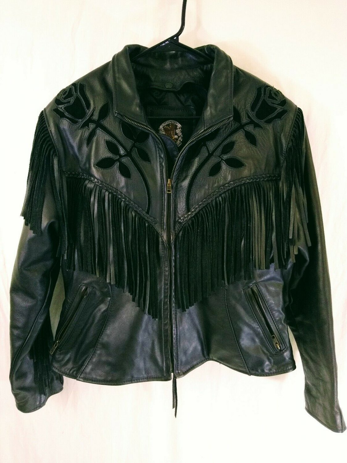 Vintage Just Leather San Jose Ca Womens Black Leather Motorcycle Jacket Size 16