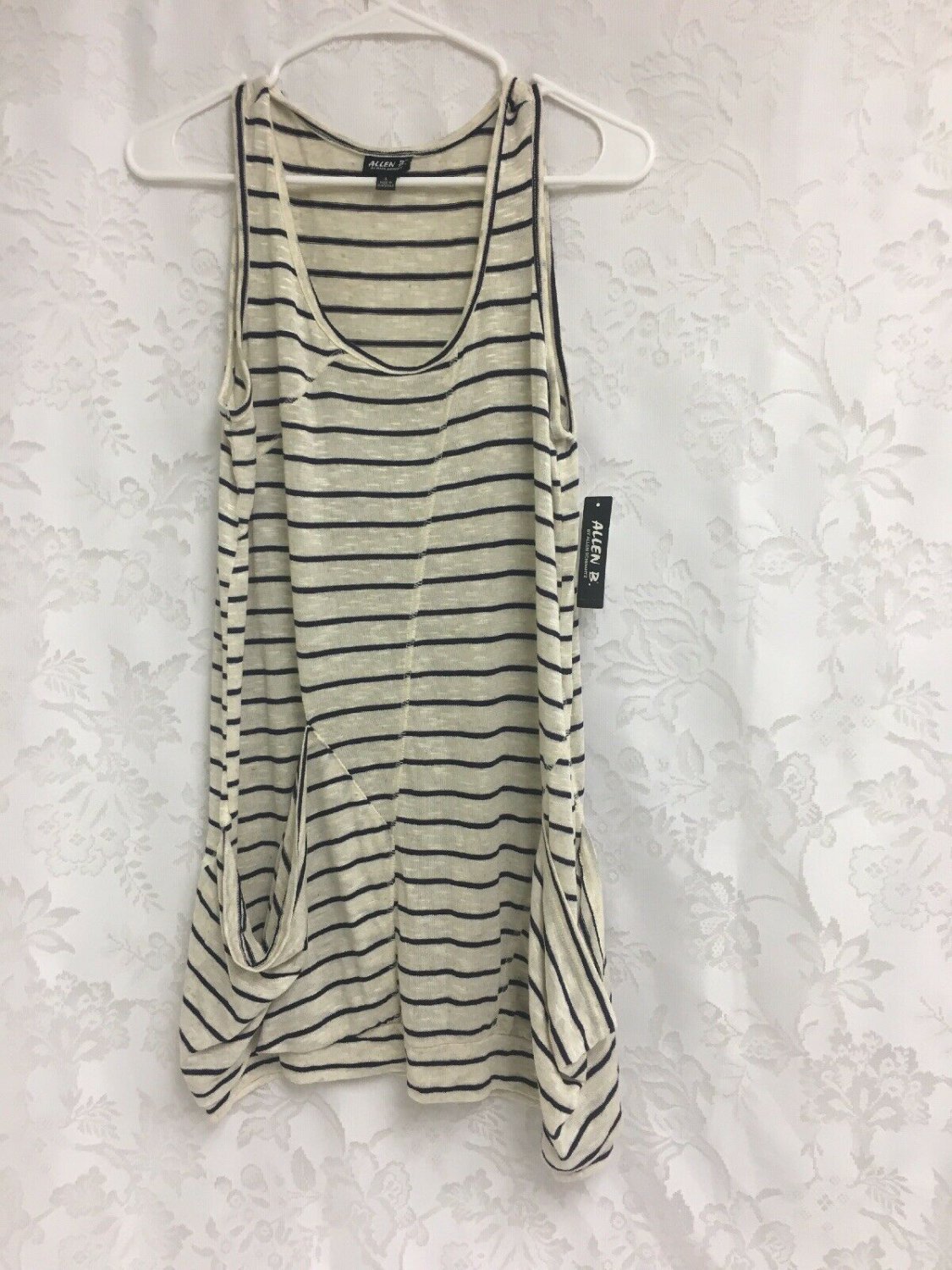 Allen B Tunic Tank Top Oatmeal/black Stripe Womens Size Large