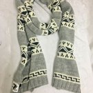 Wool Scarf H&M Winter Scarf 55% Wool Gray Tribal Womens Warm