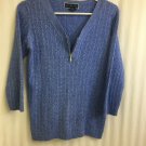 Karen Scott Sweater Womens Size Small 3/4 Sleeve Zipper Textured Cotton