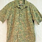 Woolrich Button Up Shirt Ships Palm Leaves Mens XL Rugged Outdoorwear Green Tan