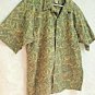 Woolrich Button Up Shirt Ships Palm Leaves Mens XL Rugged Outdoorwear Green Tan