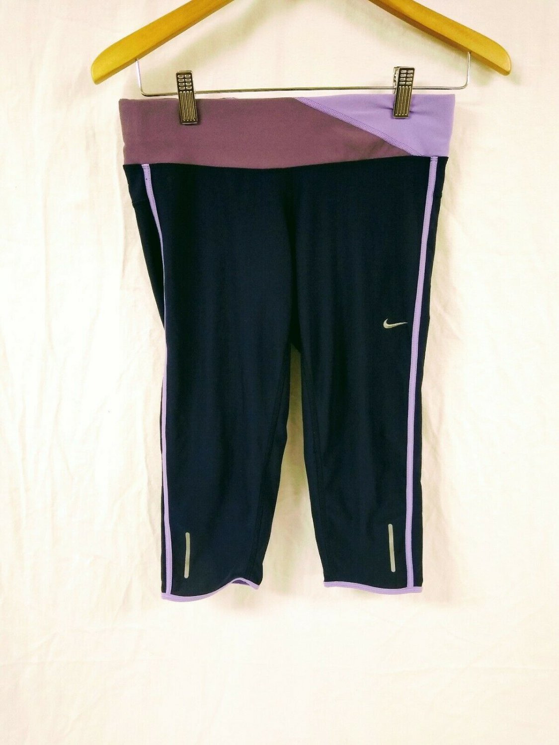 Nike Dri-Fit Navy Blue Purple Polyester Spandex Blend Leggings Womens Size Small