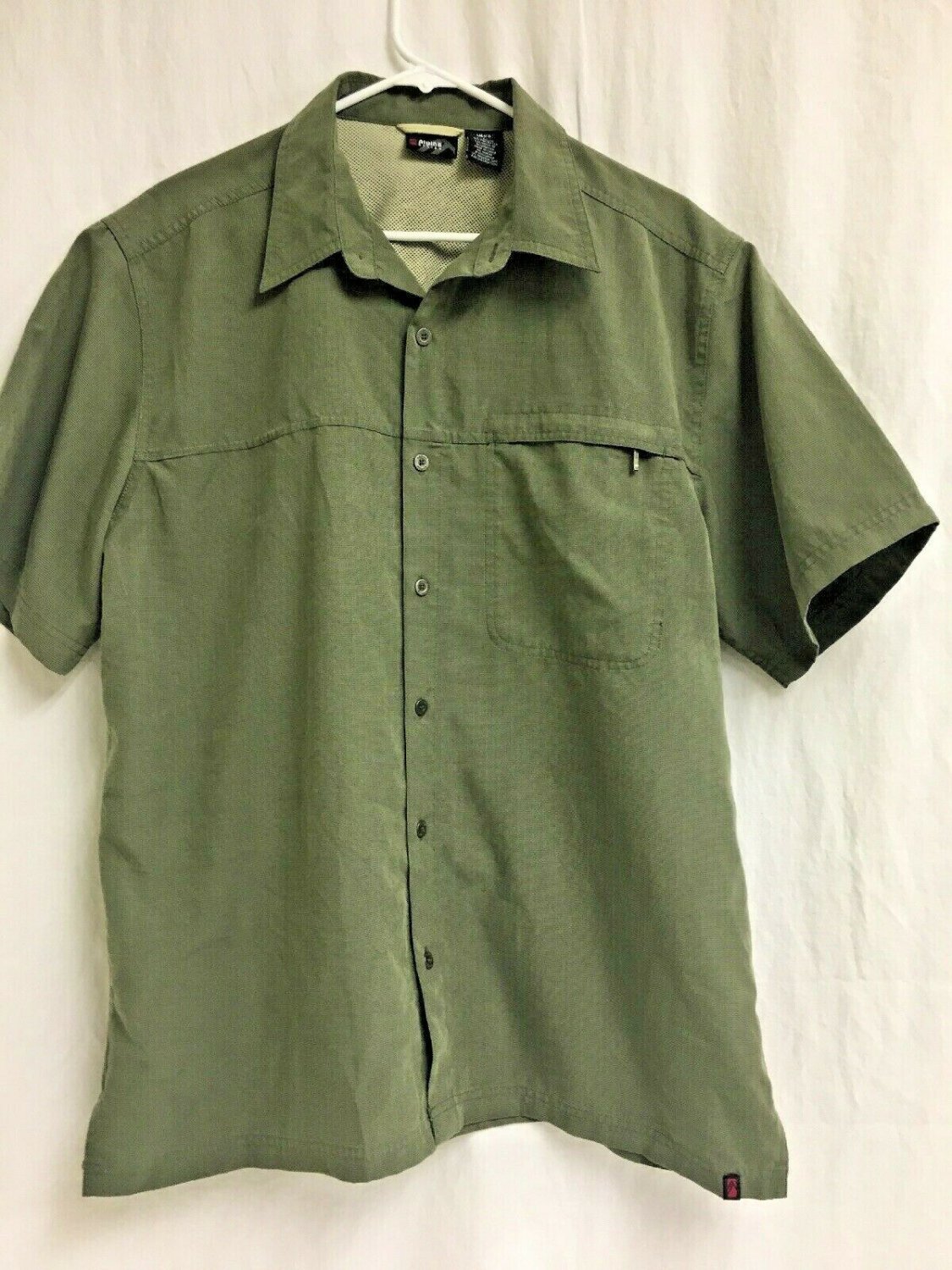 Alpine Design Button Up Short Sleeve Mesh Back Mens Large Green Outdoor Fishing