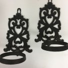 Vintage Cast Iron Wall Mount Candle Holders Set Of 2 Black