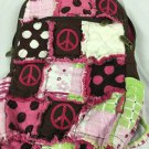 Girls Backpack Peace Patchwork Kids Pink Brown Smaller Pack