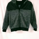 ROK Hand Crafted Black Grey Fleece Lined Quilted jacket Hoodie Kids Size 14/16