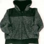 ROK Hand Crafted Black Grey Fleece Lined Quilted jacket Hoodie Kids Size 14/16